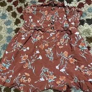 Burnt orange floral patterned romper from American eagle outfitters size medium